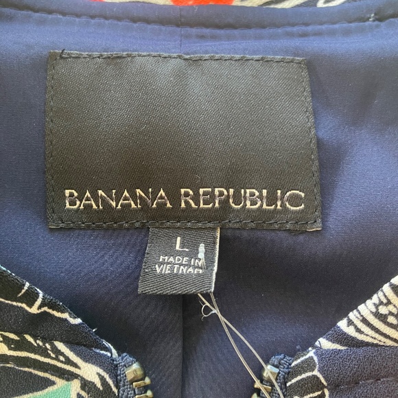 Banana republic zip floral jacket drawstring waist size large black background. - Picture 4 of 8